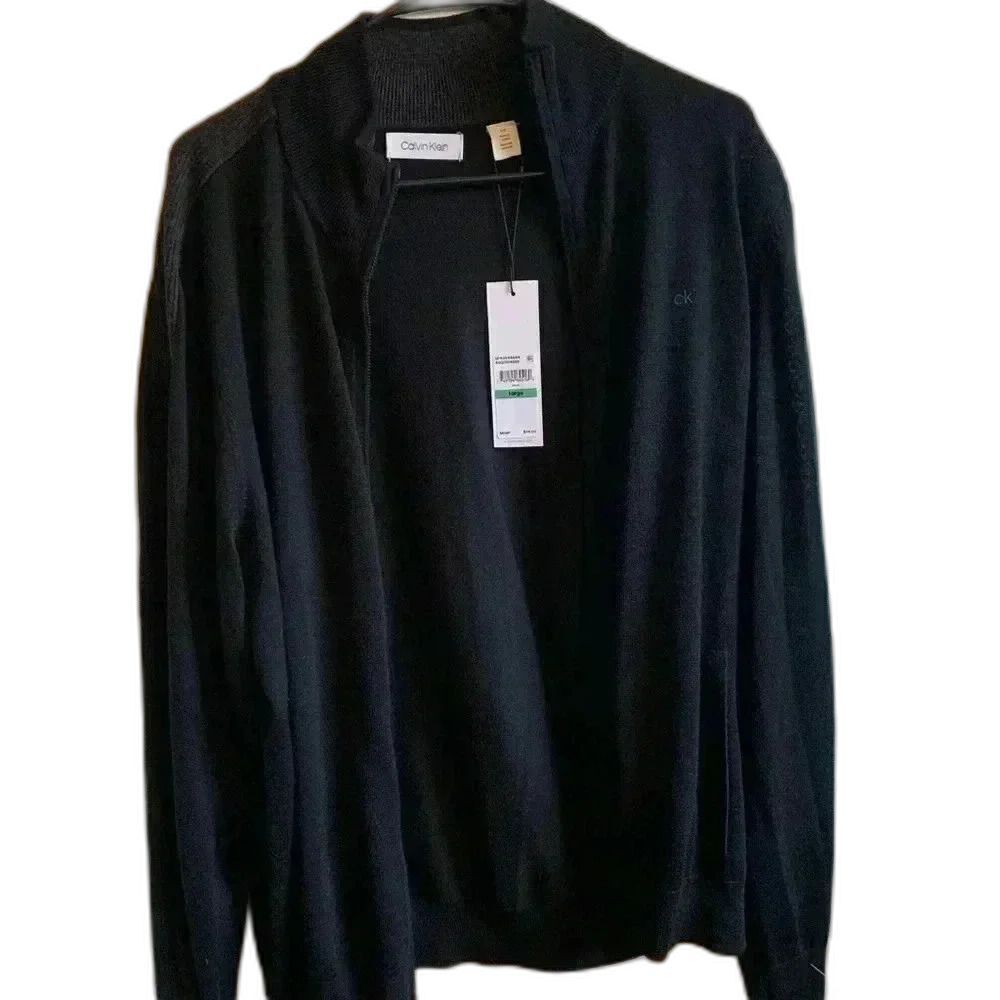 NWT Calvin Klein Black Full Zip Sweater - Picture 1 of 5